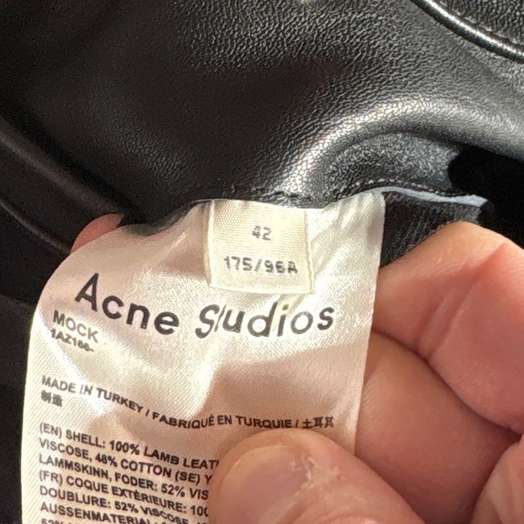 ACNE BLACK LEATHER JACKET size 42 - Picture 4 of 8